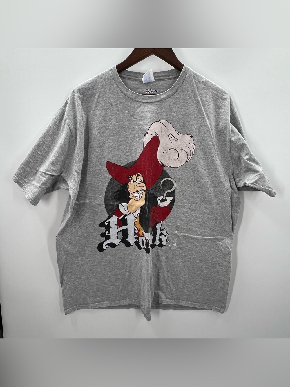443 Disney Gray Captain Hook T-Shirt Art Print with Red and Black Accents